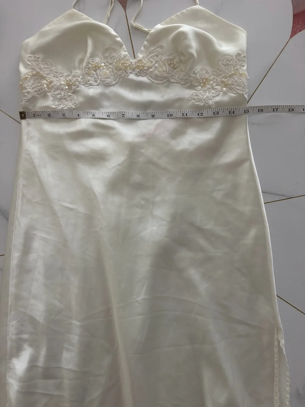 Vintage Victoria Secret’s ivory satin slip dress | Embroidered Lace maxi night S